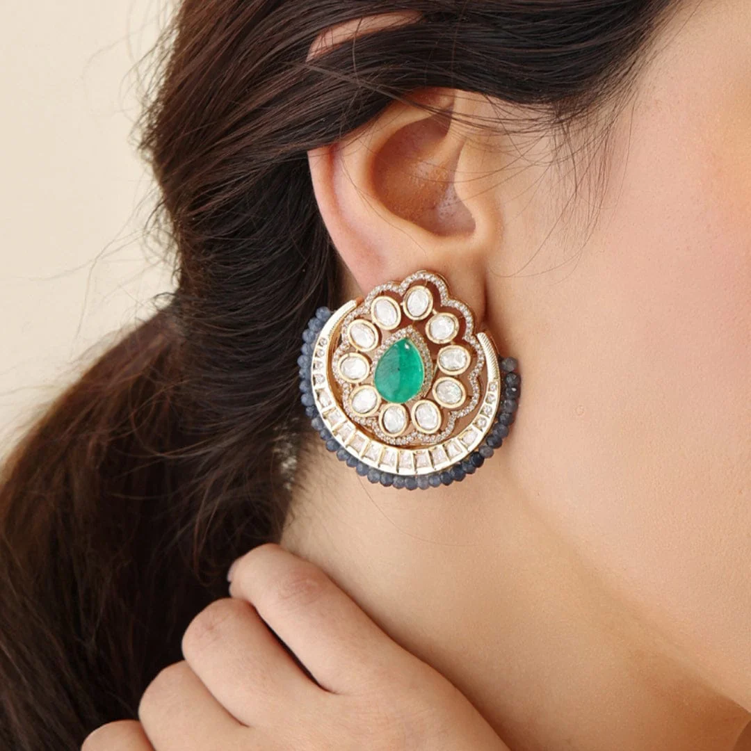 Amber Scrollwork Stud Earrings - Image 2