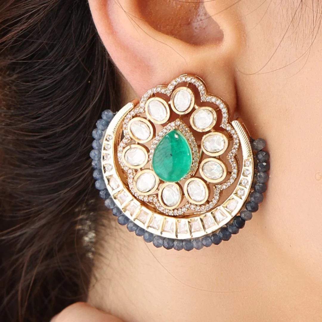 Amber Scrollwork Stud Earrings - Image 4