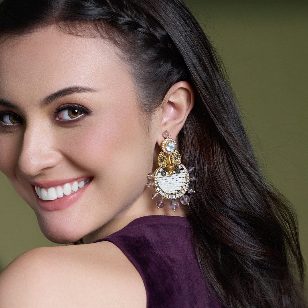 Amethyst Grace Kundan Drop Earrings - Image 4