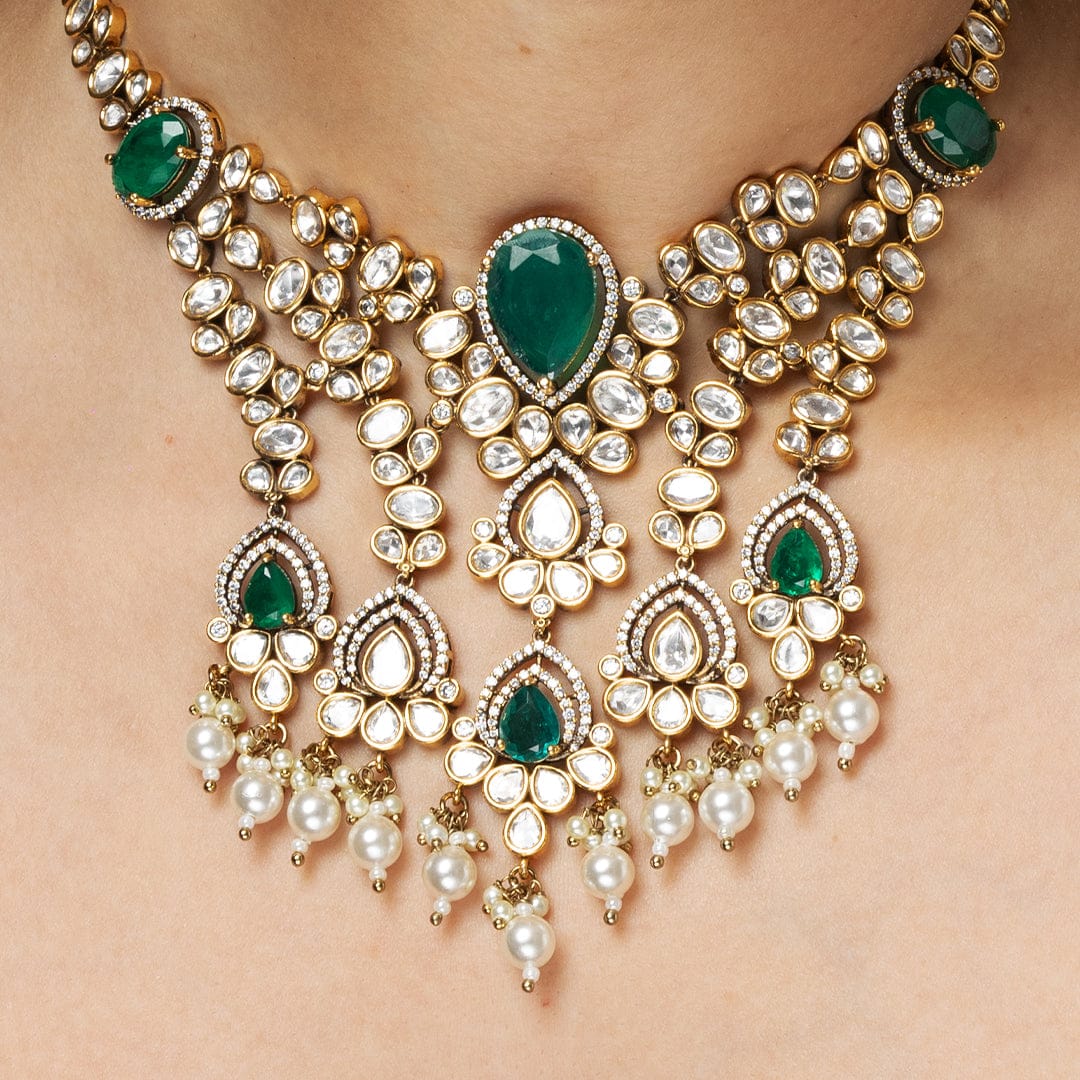 Antique Golden Plated Necklace Set - Image 2