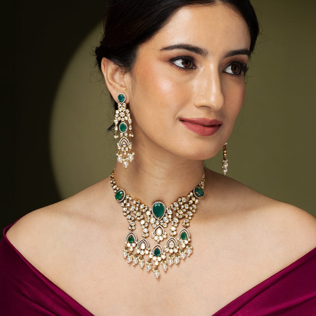 Antique Golden Plated Necklace Set - Image 4
