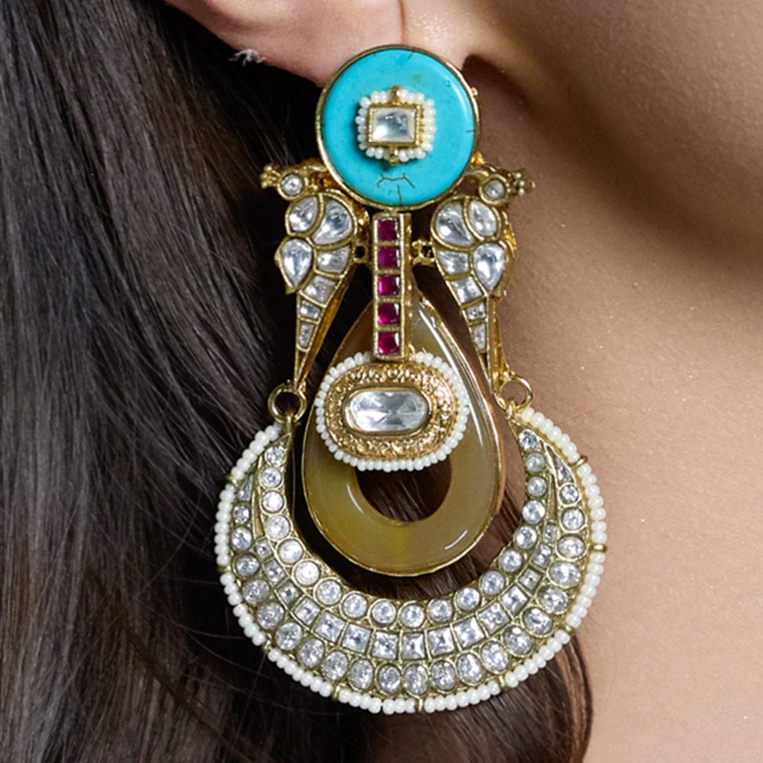 Aura Turquoise Stud Chandbalis - Image 3