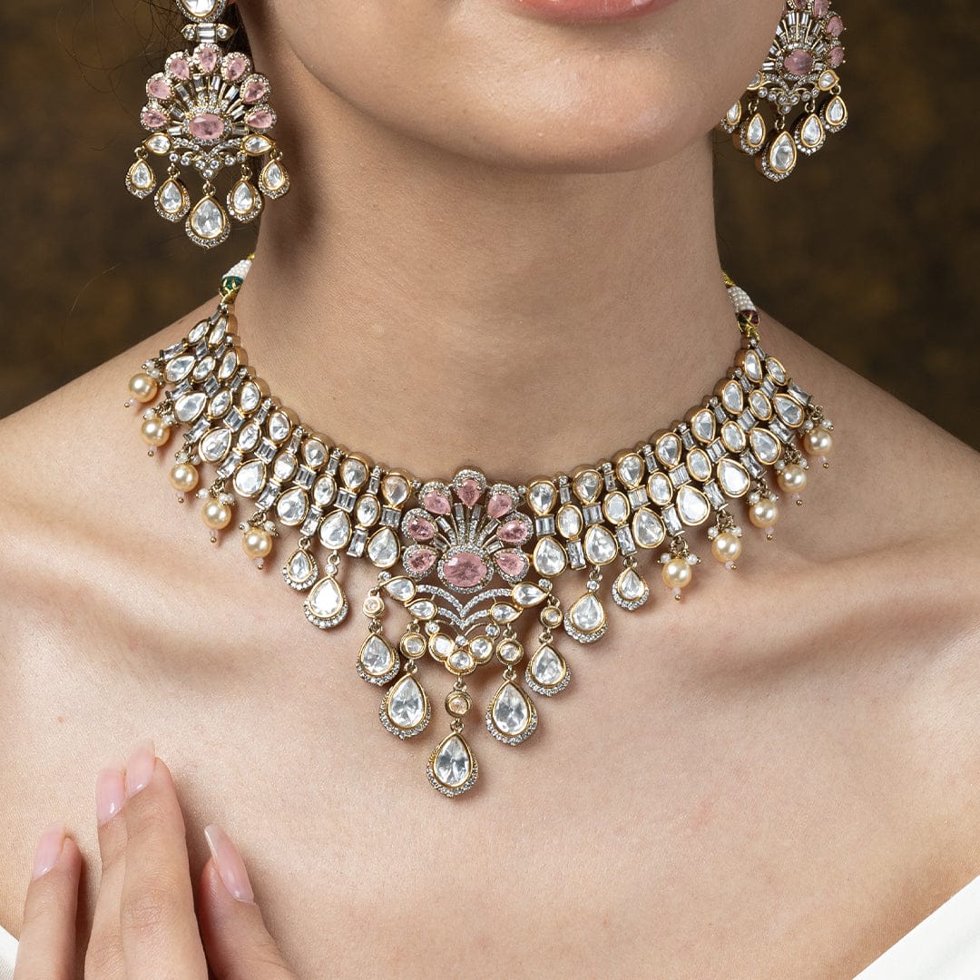 Baby pink & Pearl Necklace Set - Image 2