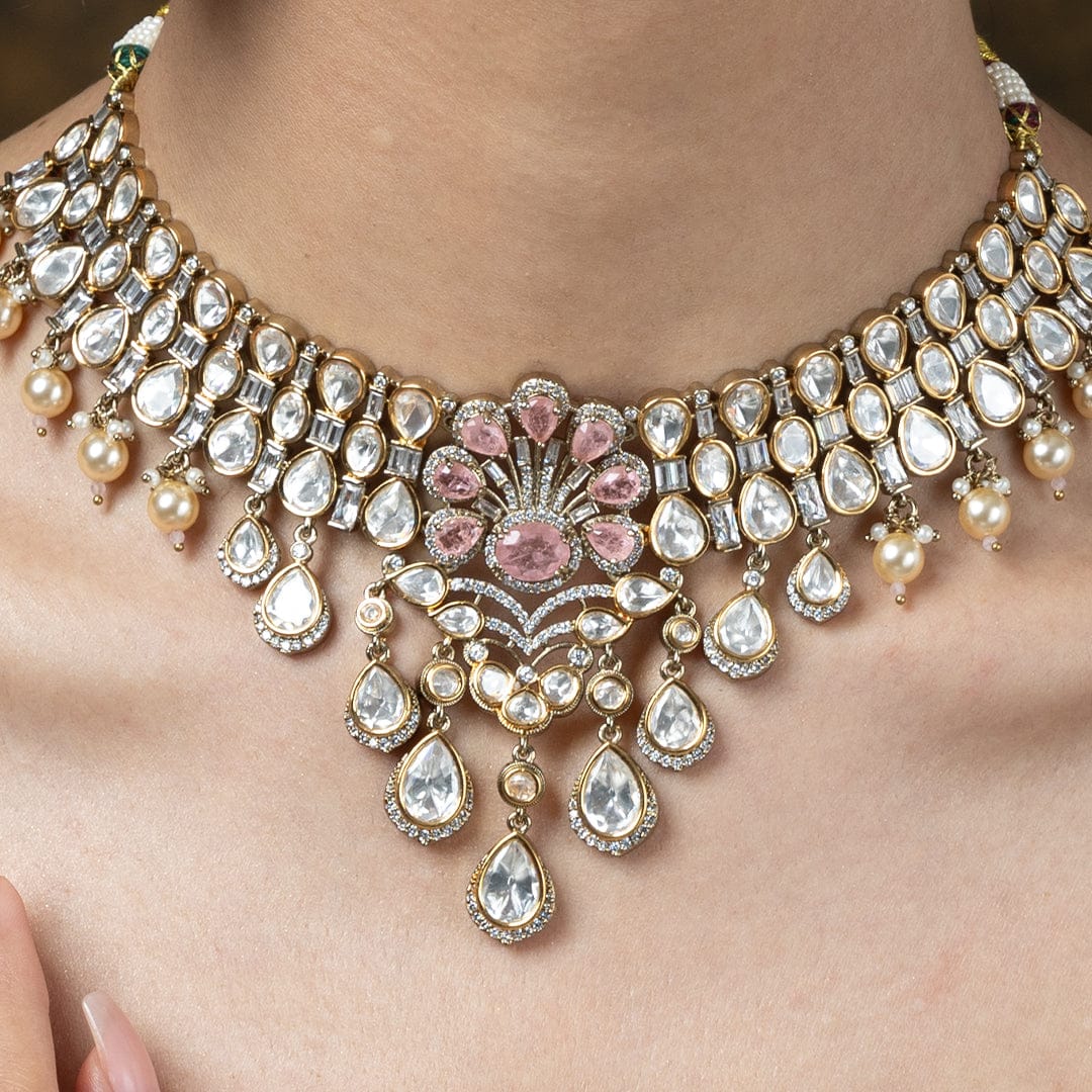 Baby pink & Pearl Necklace Set - Image 3