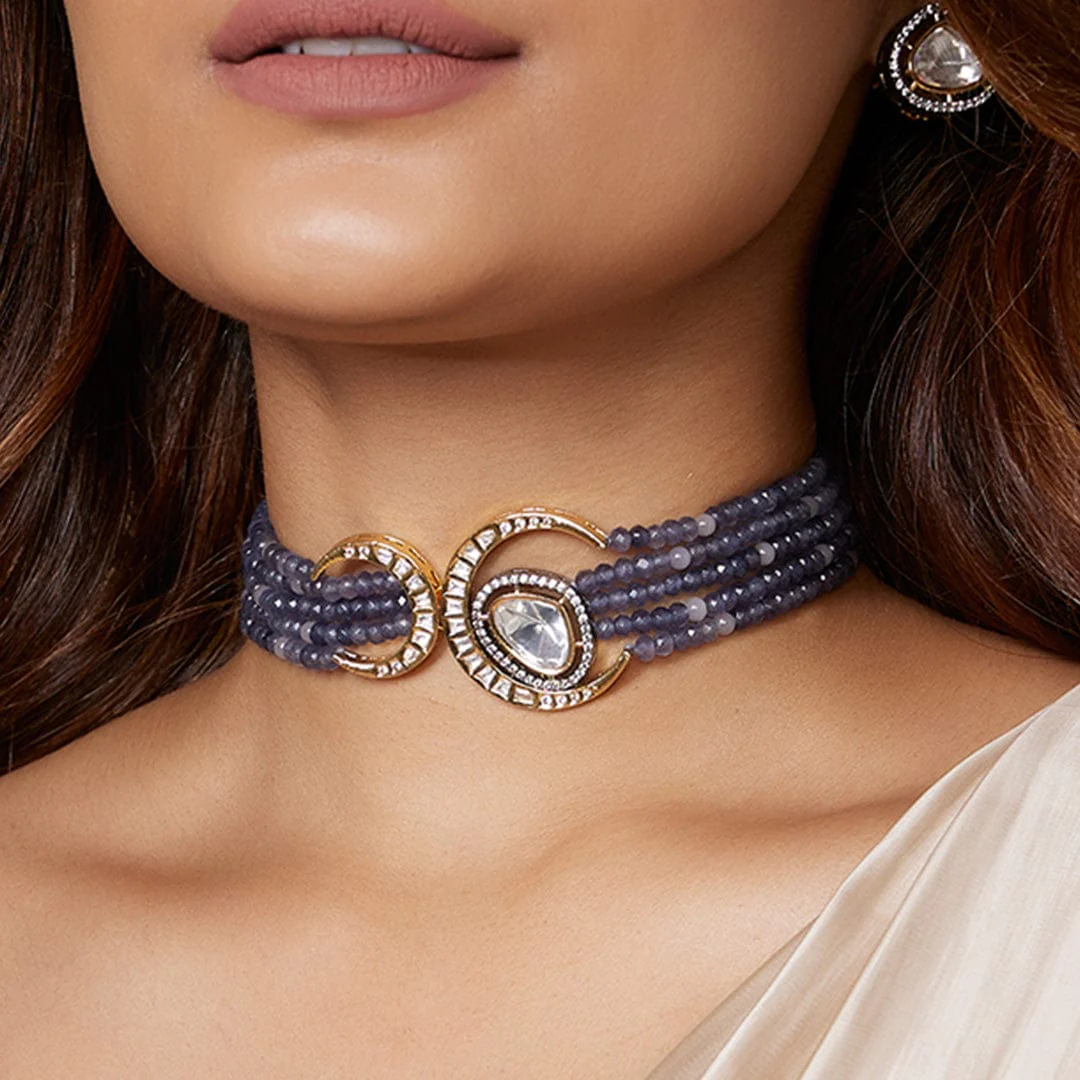 Beaded Blue Antique Necklace Set