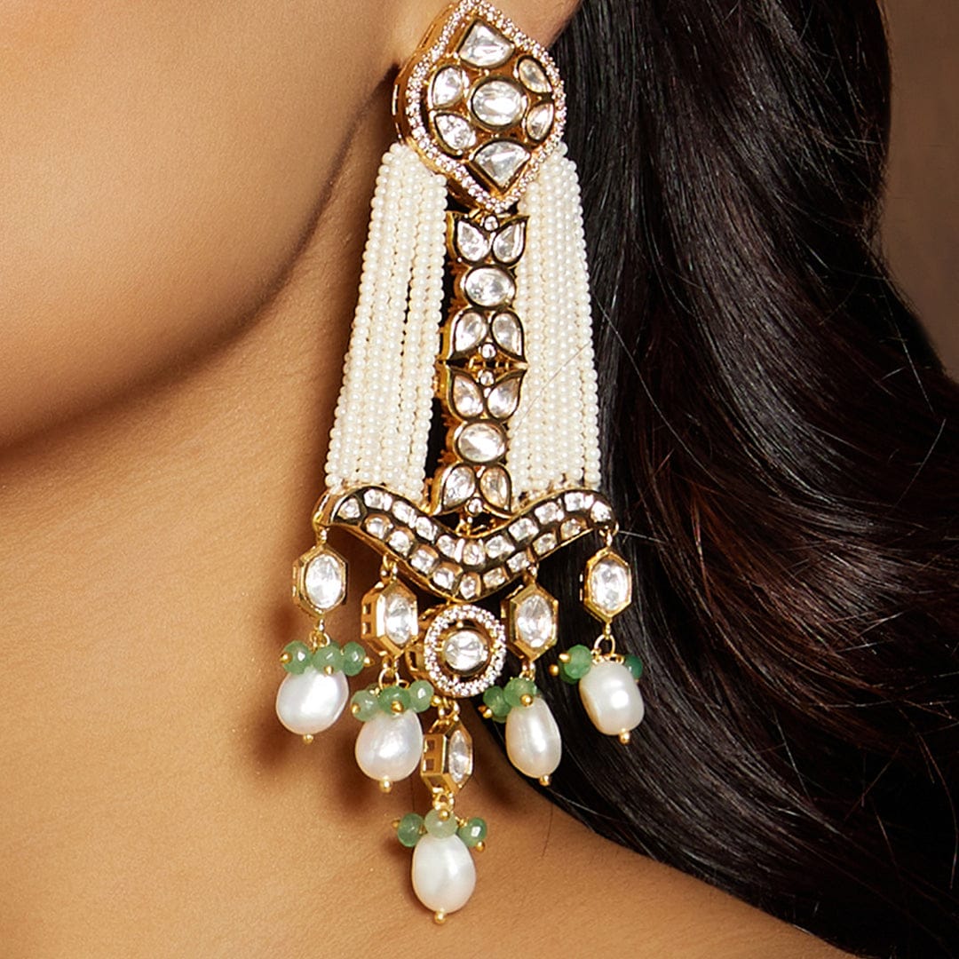 Bespoke White & Golden Chandelier Earring - Image 3