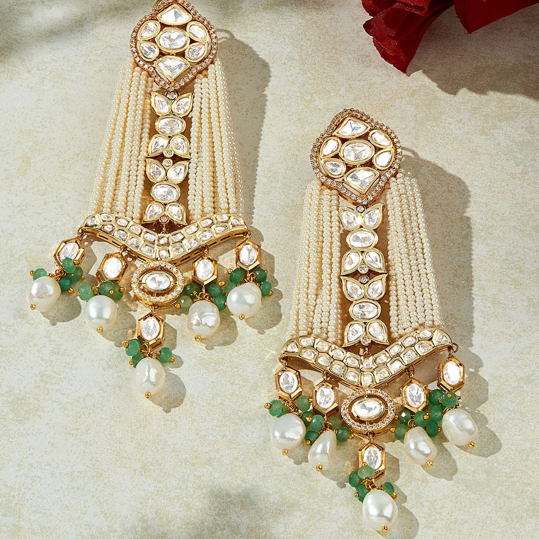 Bespoke White & Golden Chandelier Earring - Image 4