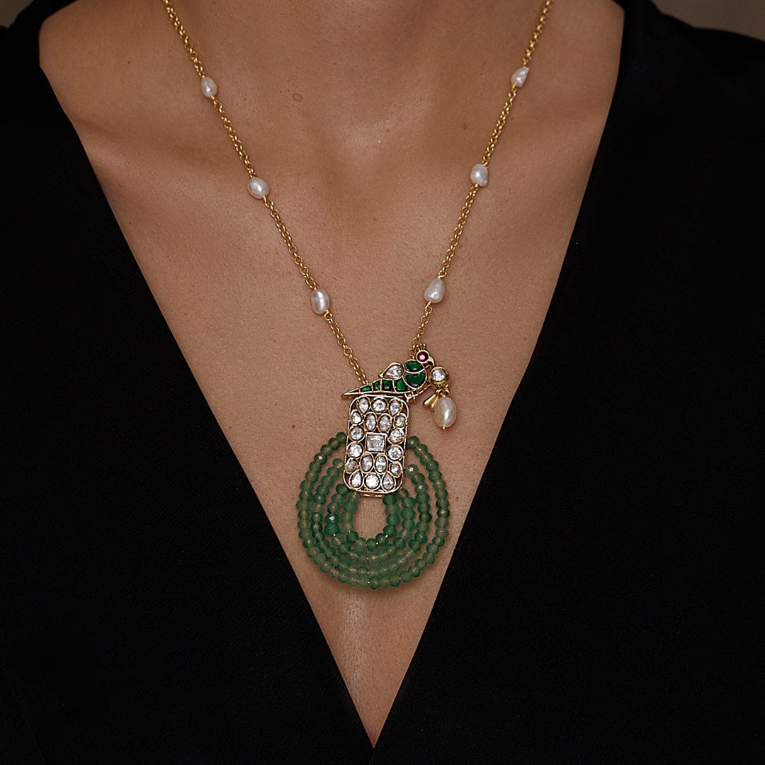 Charming Parrot Polki Necklace