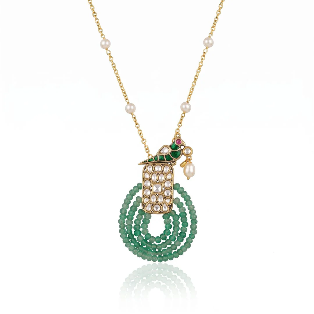 Charming Parrot Polki Necklace - Image 2