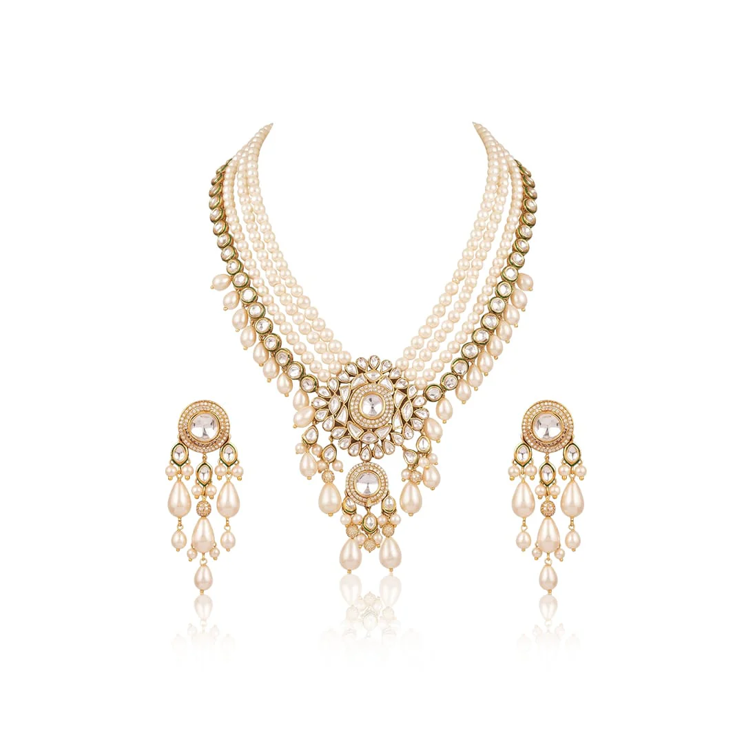 Chic Golden-White Necklace Set - Image 2