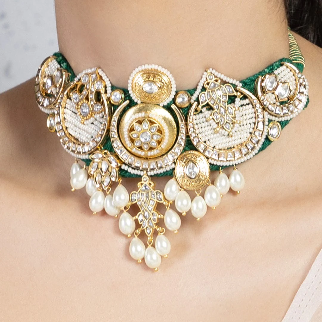 Transcendent Polki And Pearl Choker Set - Image 3