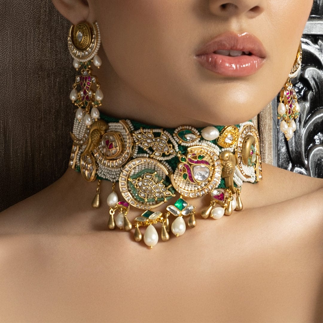 Multi Colour Timeless Choker Set With Pearls