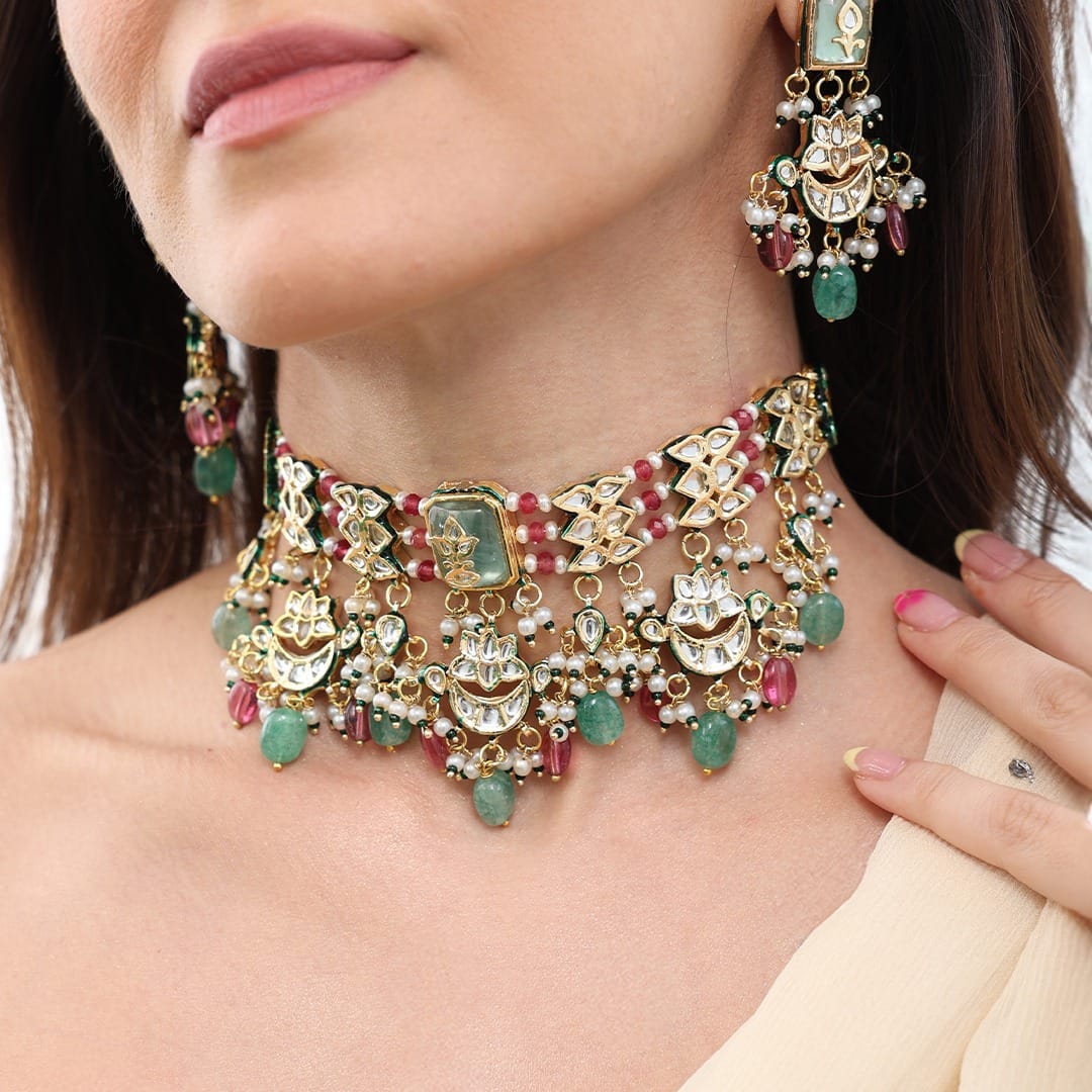 Crescent Multicolour Necklace Set