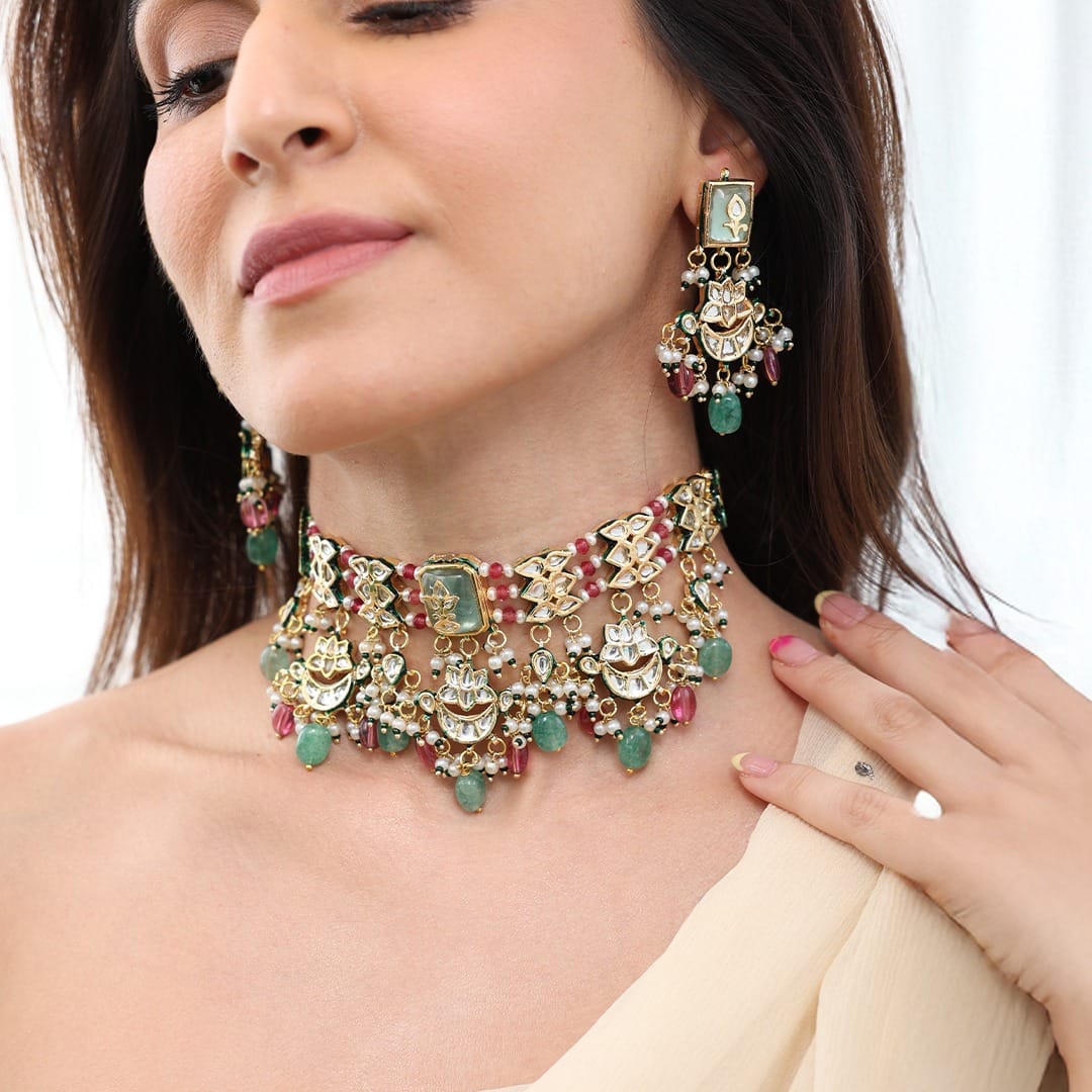 Crescent Multicolour Necklace Set - Image 2