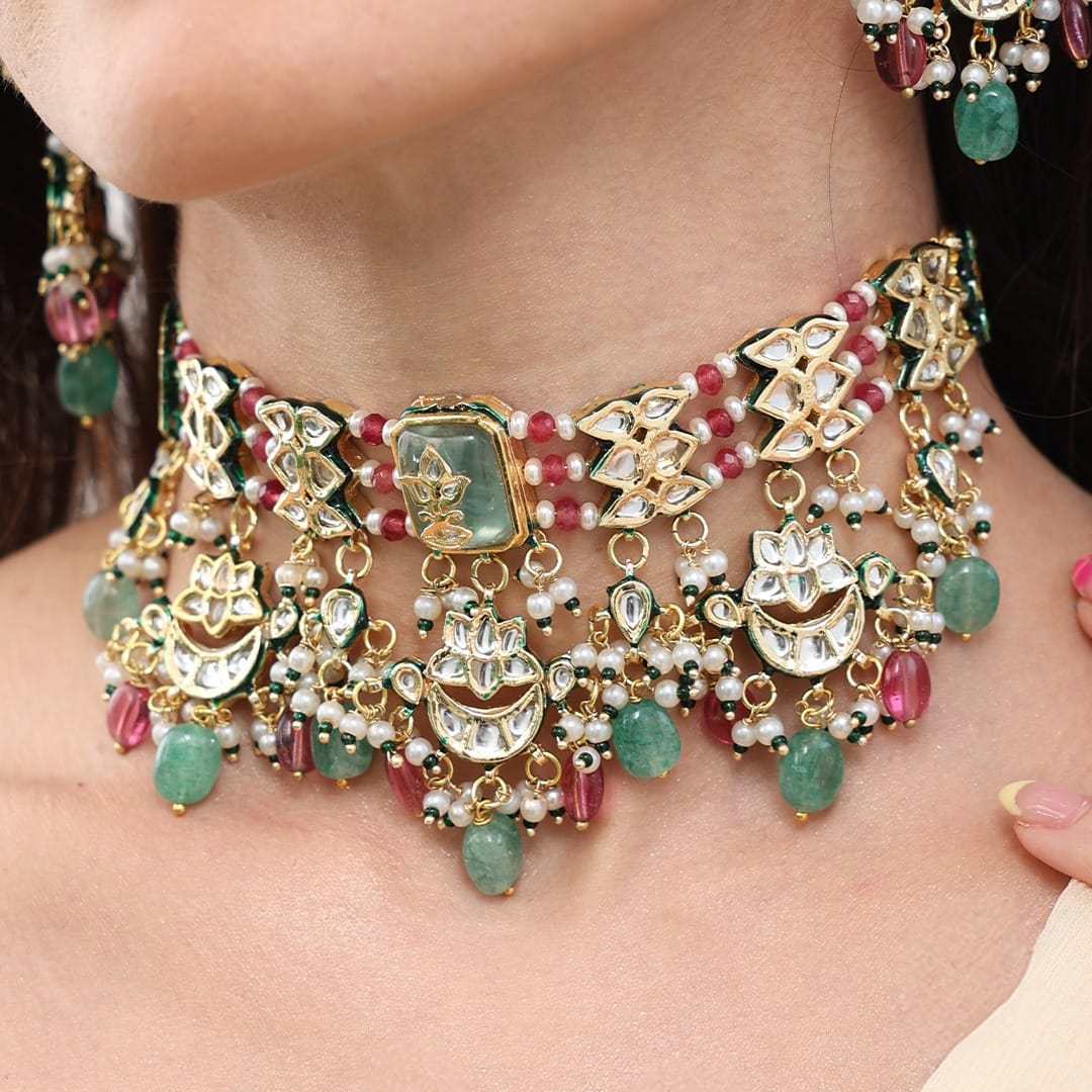 Crescent Multicolour Necklace Set - Image 3
