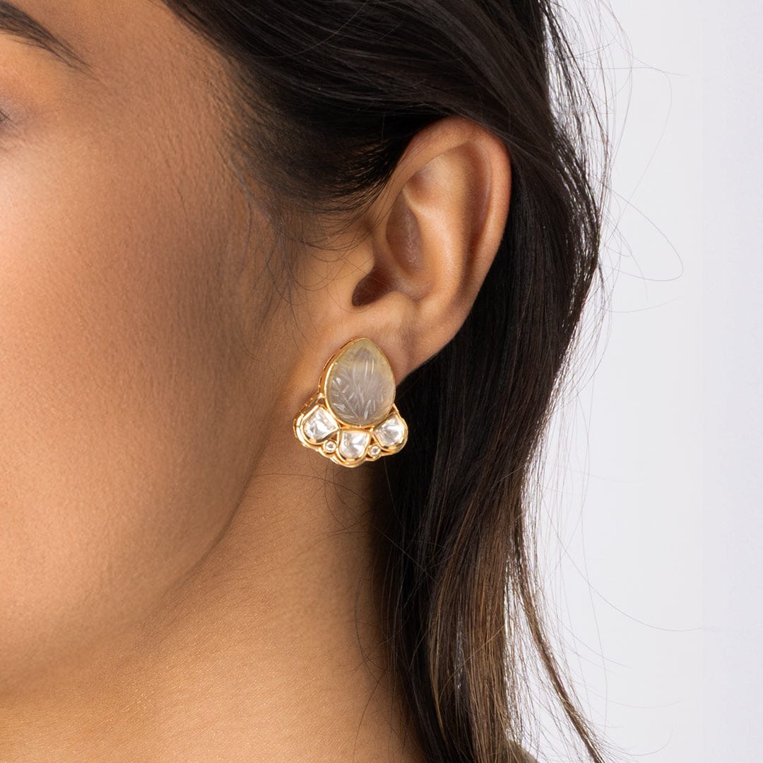 Crescent stone Stud Earrings