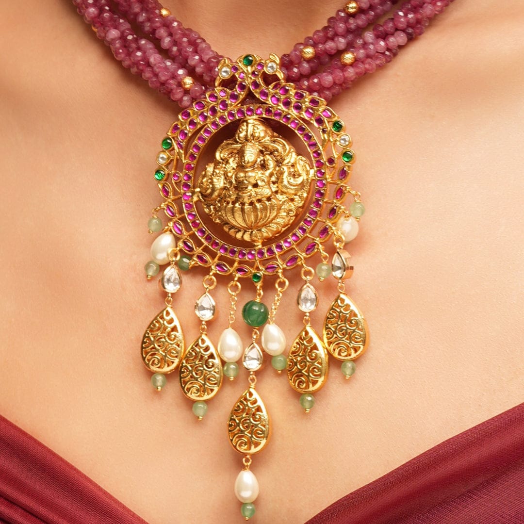 Crimson Bloom Temple Necklace - Image 2