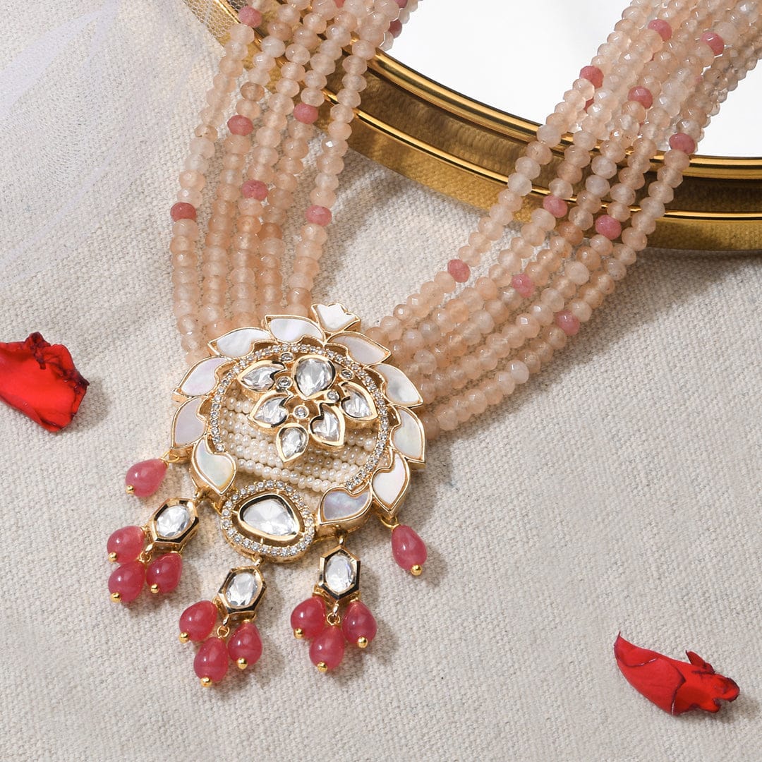 Dazzling Pink Necklace With Earrings - Image 3