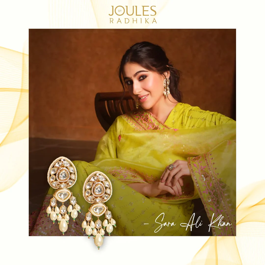 Delicate Pearl Polki Dangle Earring