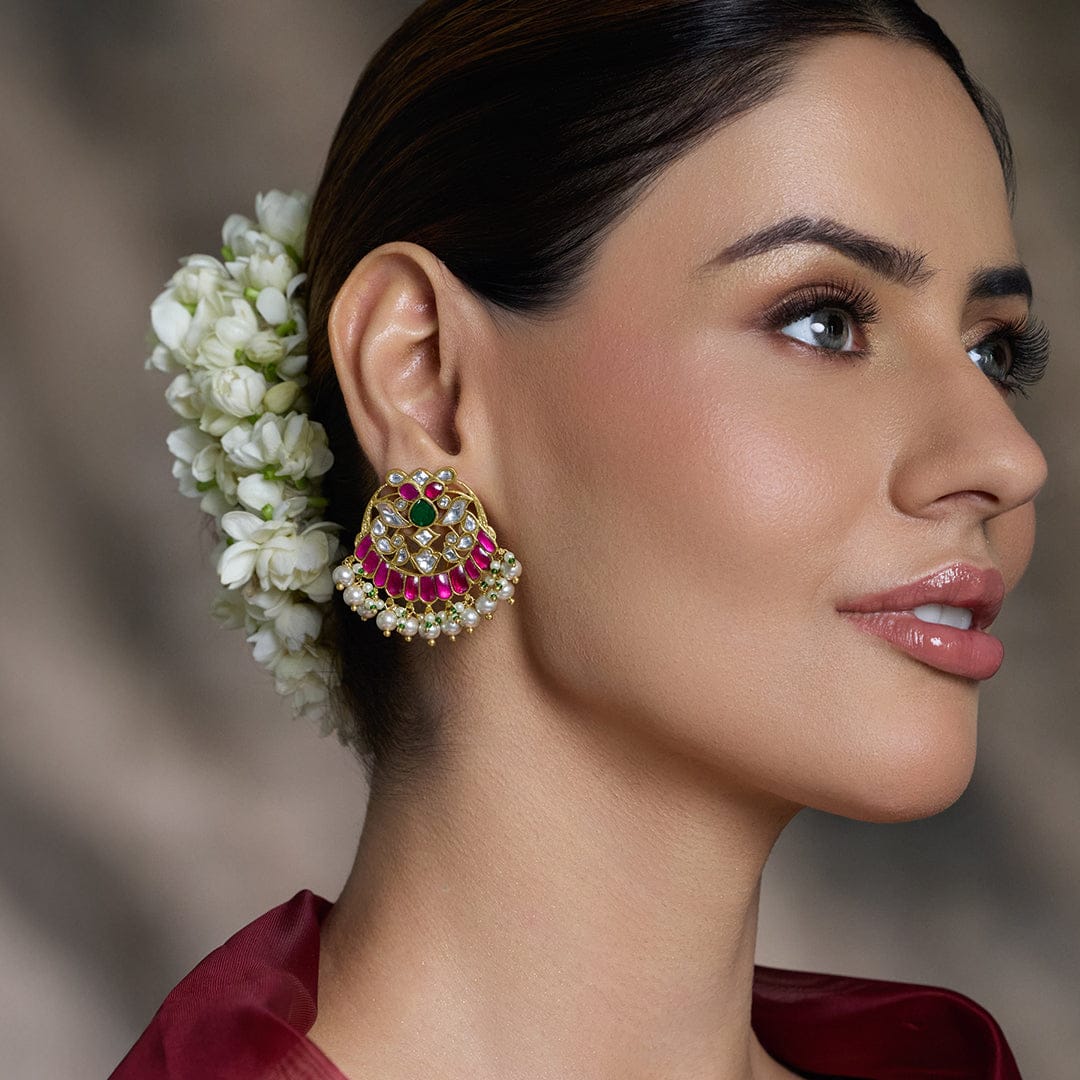 Divine Sparkle Stud Jhumkas - Image 2