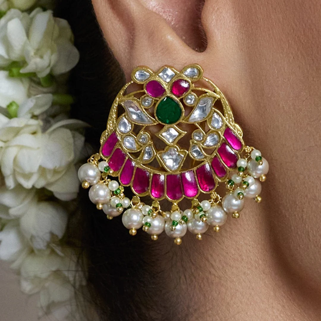 Divine Sparkle Stud Jhumkas - Image 3
