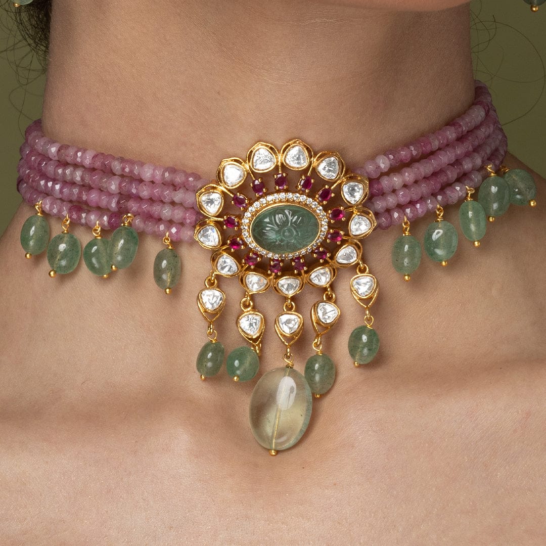 Lavender & Mint Gemstone Necklace Set - Image 4