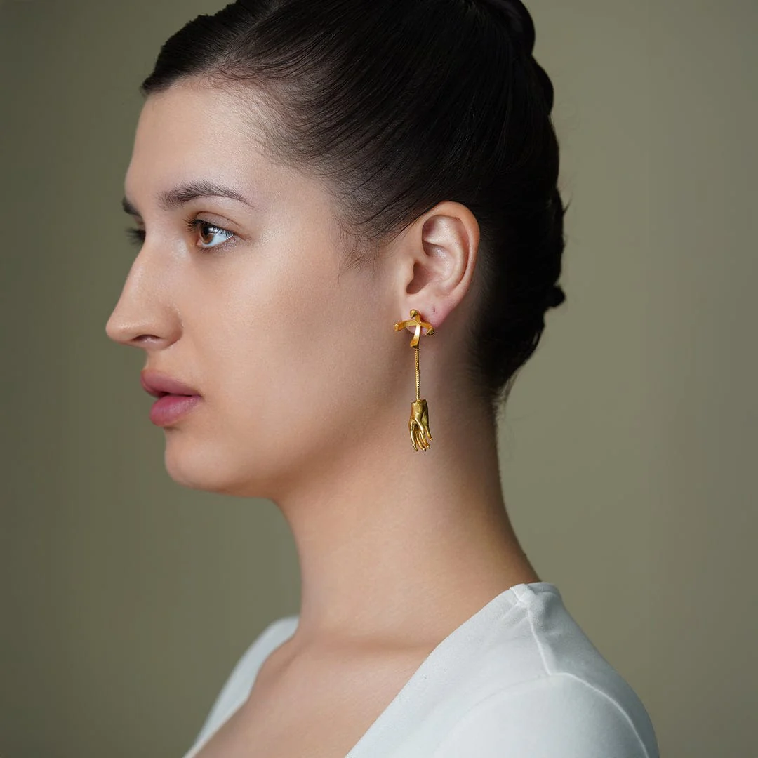 Elora Leaf Drop Earrings - Image 2
