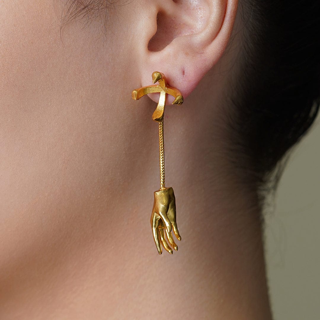 Elora Leaf Drop Earrings - Image 3