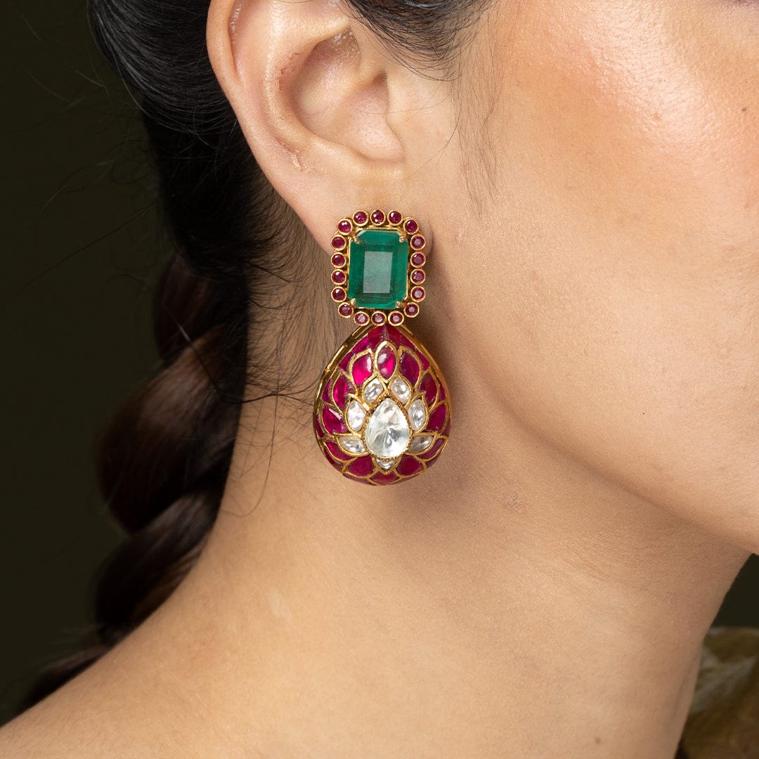 Emerald Bloom Dangler Earrings