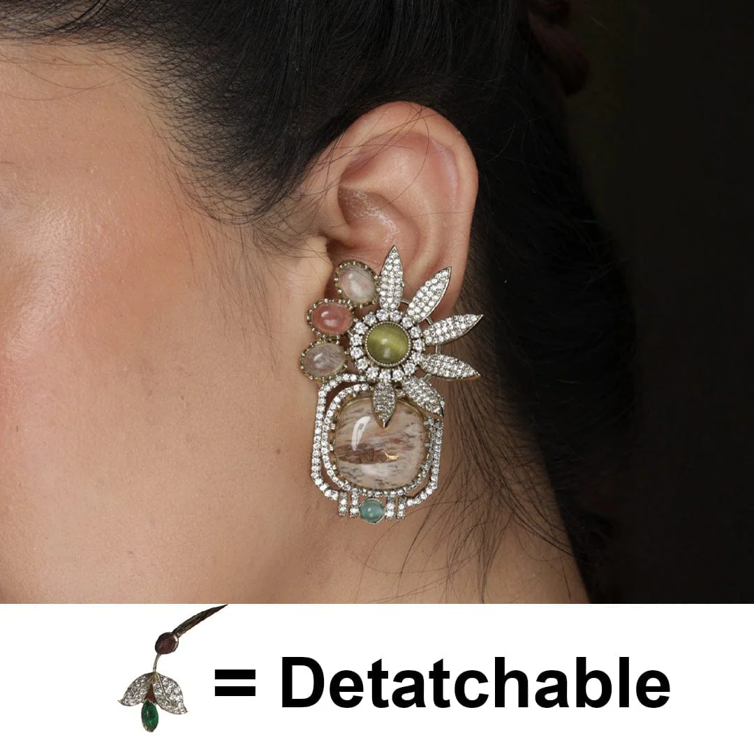 2 in 1 Daisy Charm Cuff Earrings - Image 4