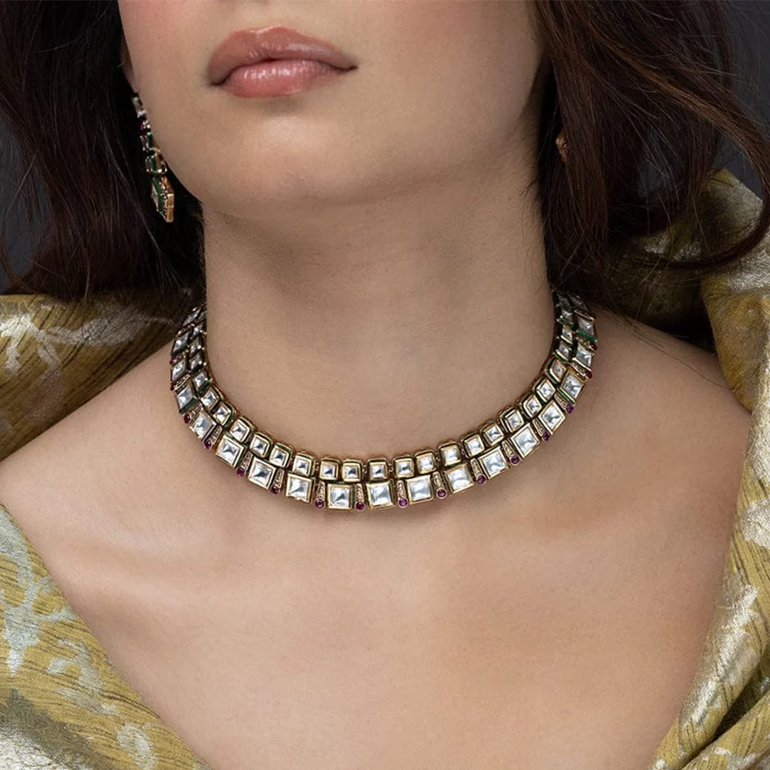 Emerald Rectangle Necklace Set