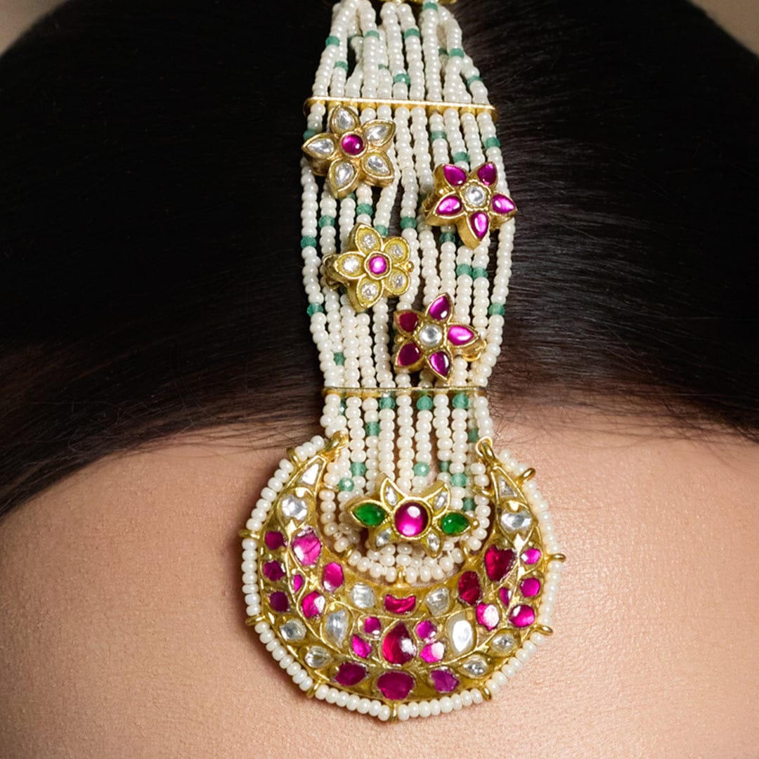 Ethereal Blossom Pearl Maang Tikka - Image 3