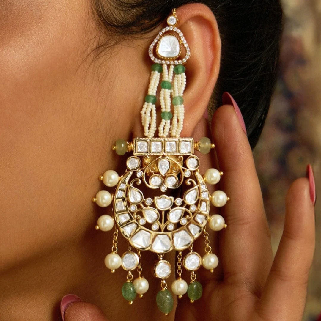 Ethereal Pearl Chaandbali - Image 3