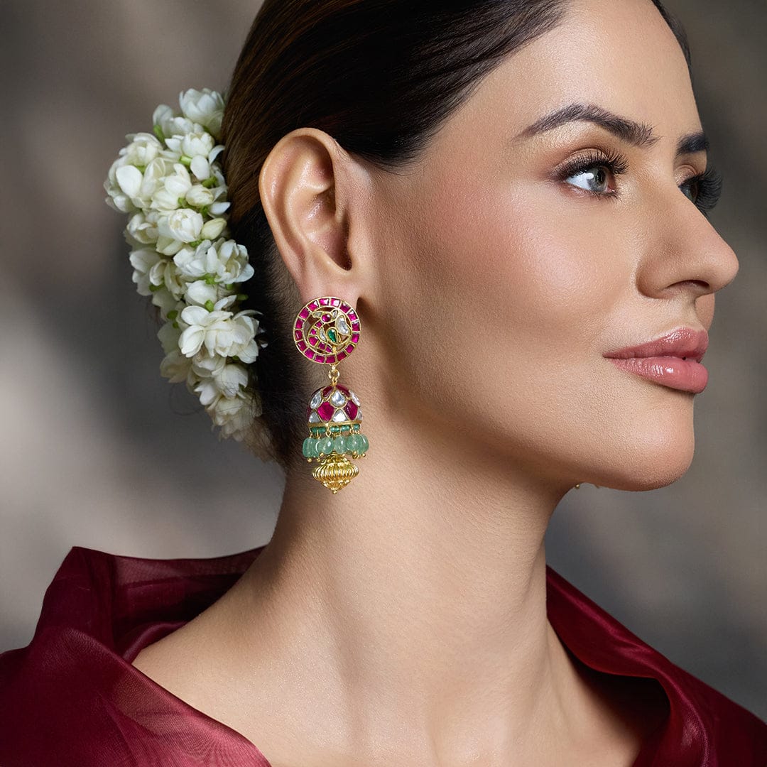Ethnic Kundan Meenakari Earrings - Image 2