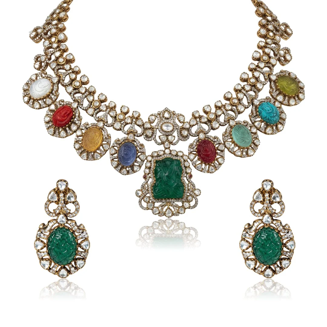 Festival Navratna Necklace Set - Image 2