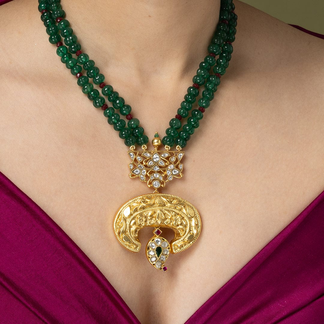 Mayura Green Beaded Long Necklace