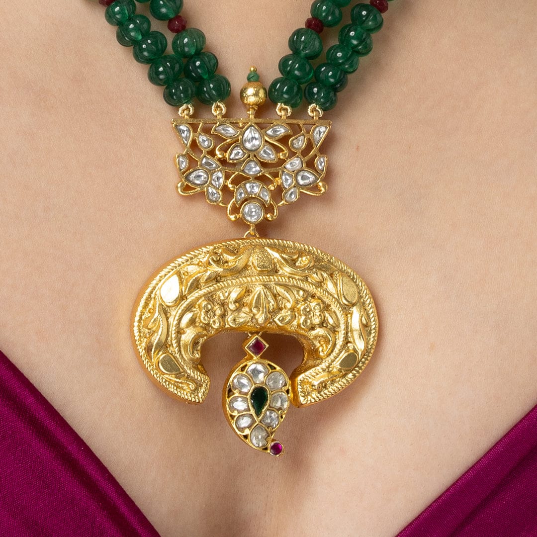 Mayura Green Beaded Long Necklace - Image 2