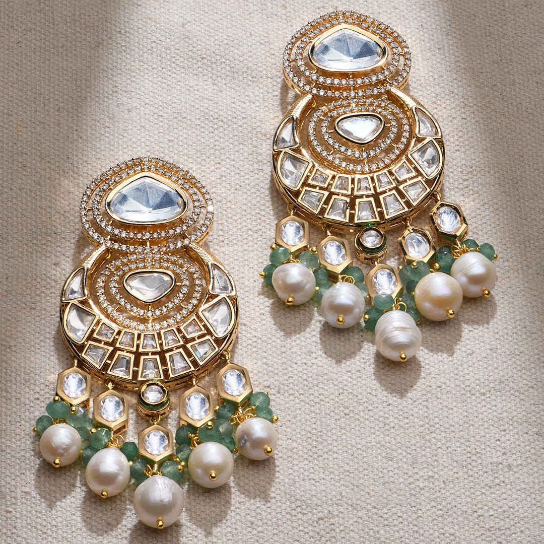 Glam Green Dangler Earrings - Image 3