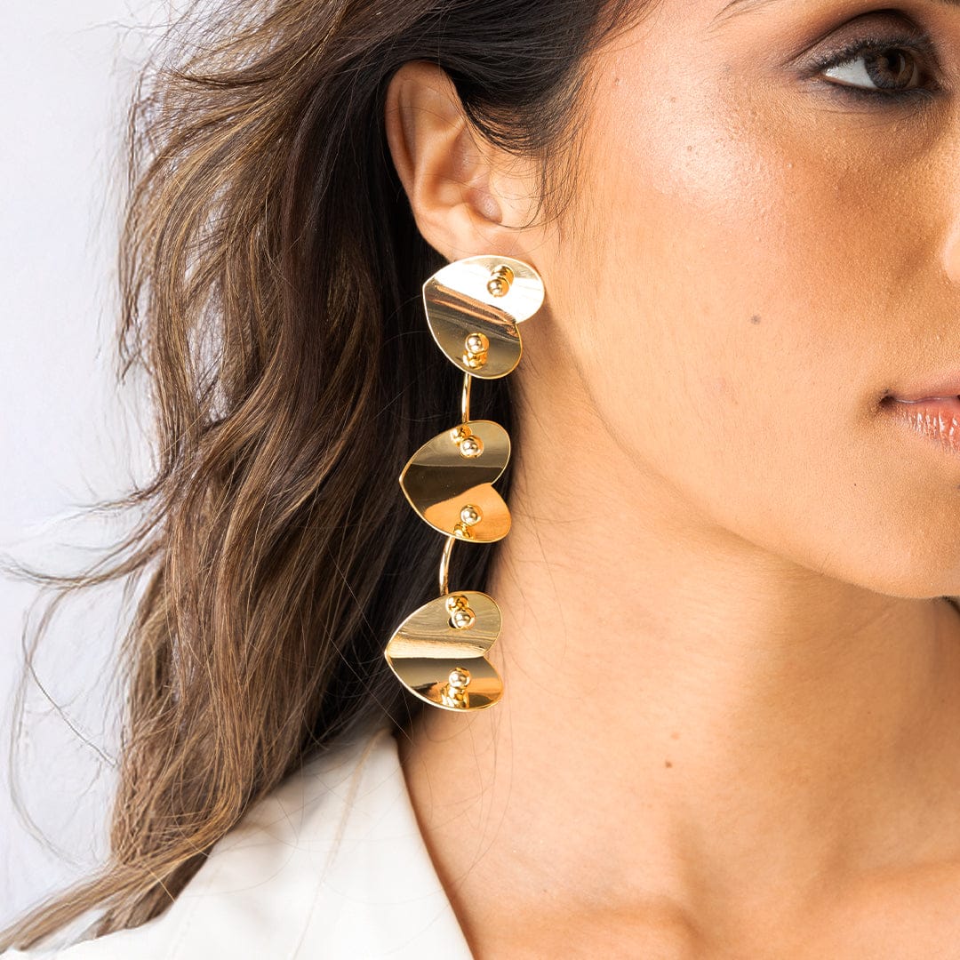 Gold Heart Triplet Earrings - Image 2