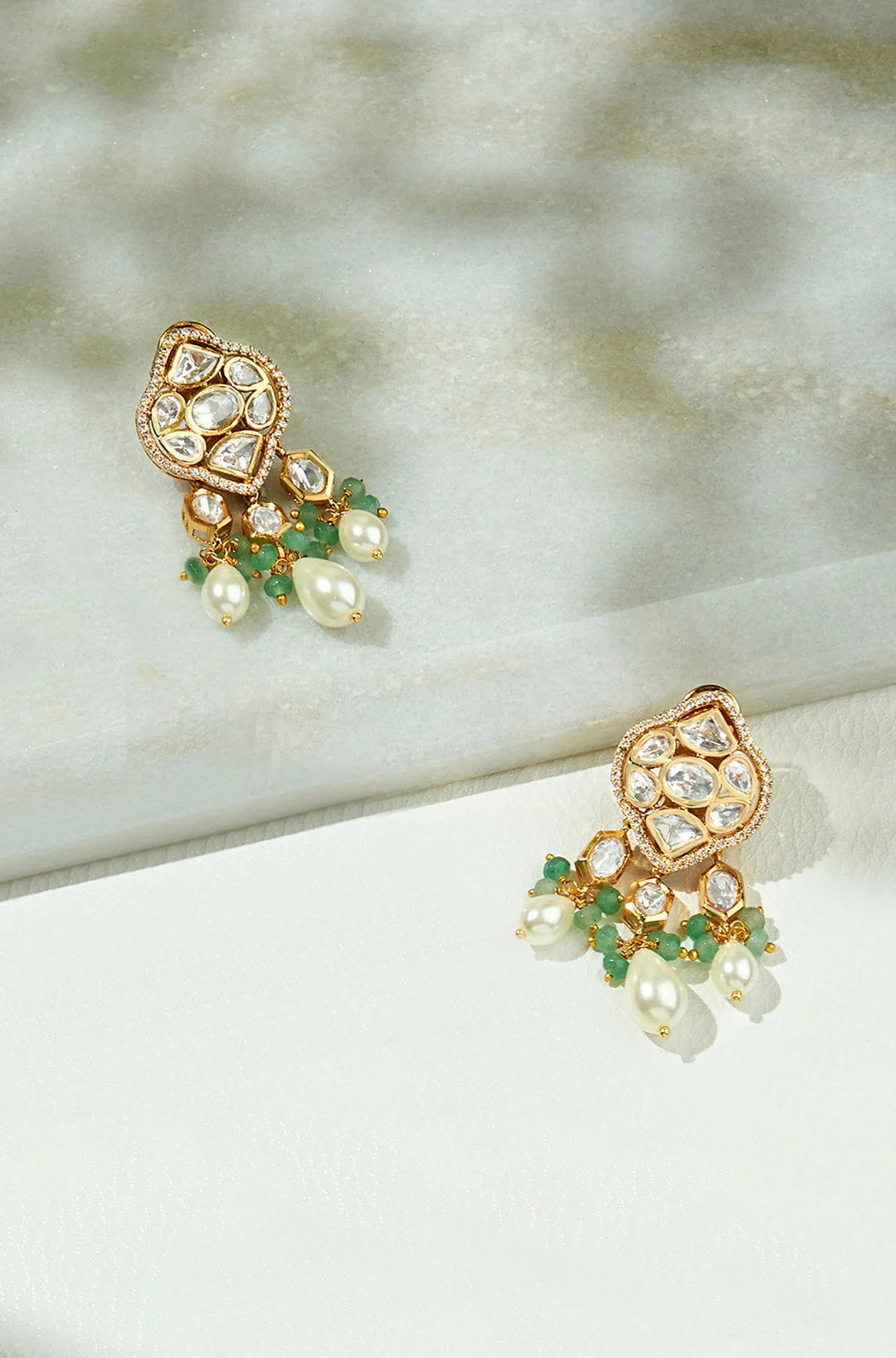 Gold Kundan Polki Danglers - Image 2