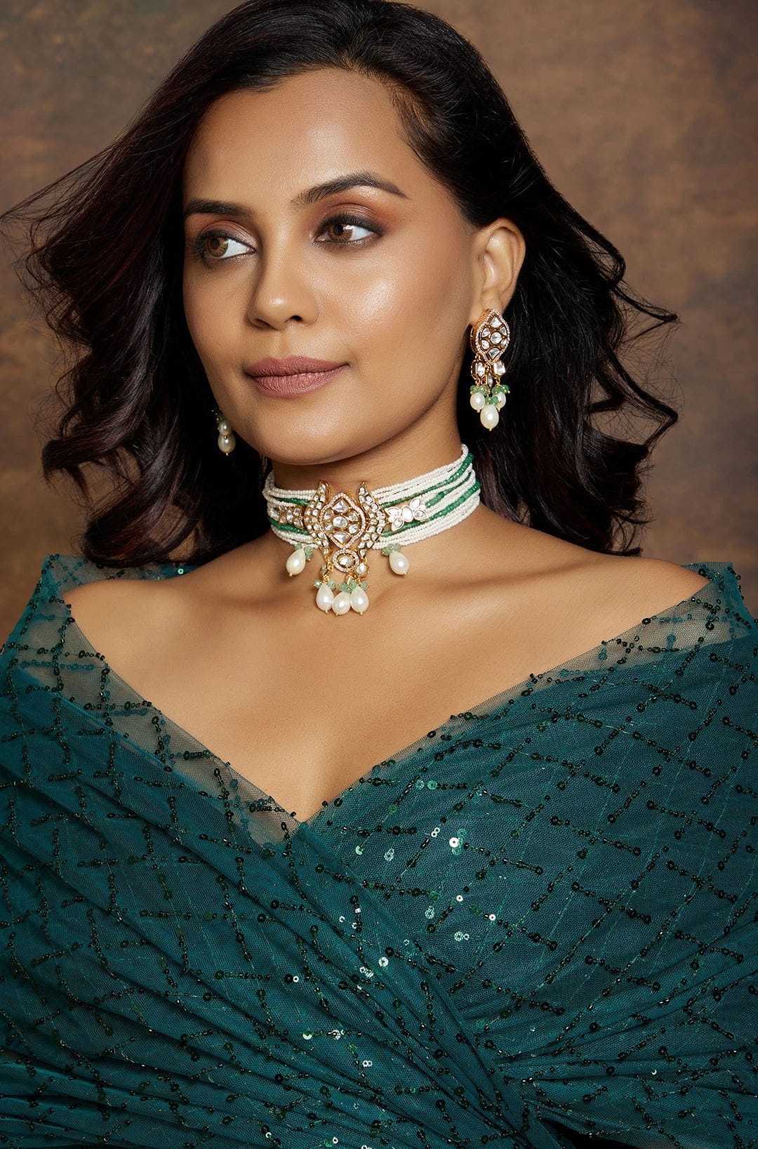 Gold Kundan Polki Danglers - Image 3
