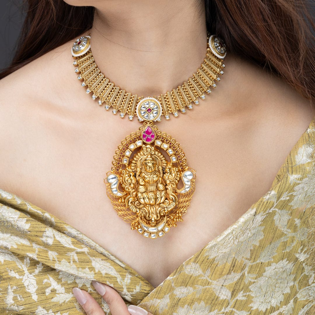 Golden Ganesha Temple Necklace