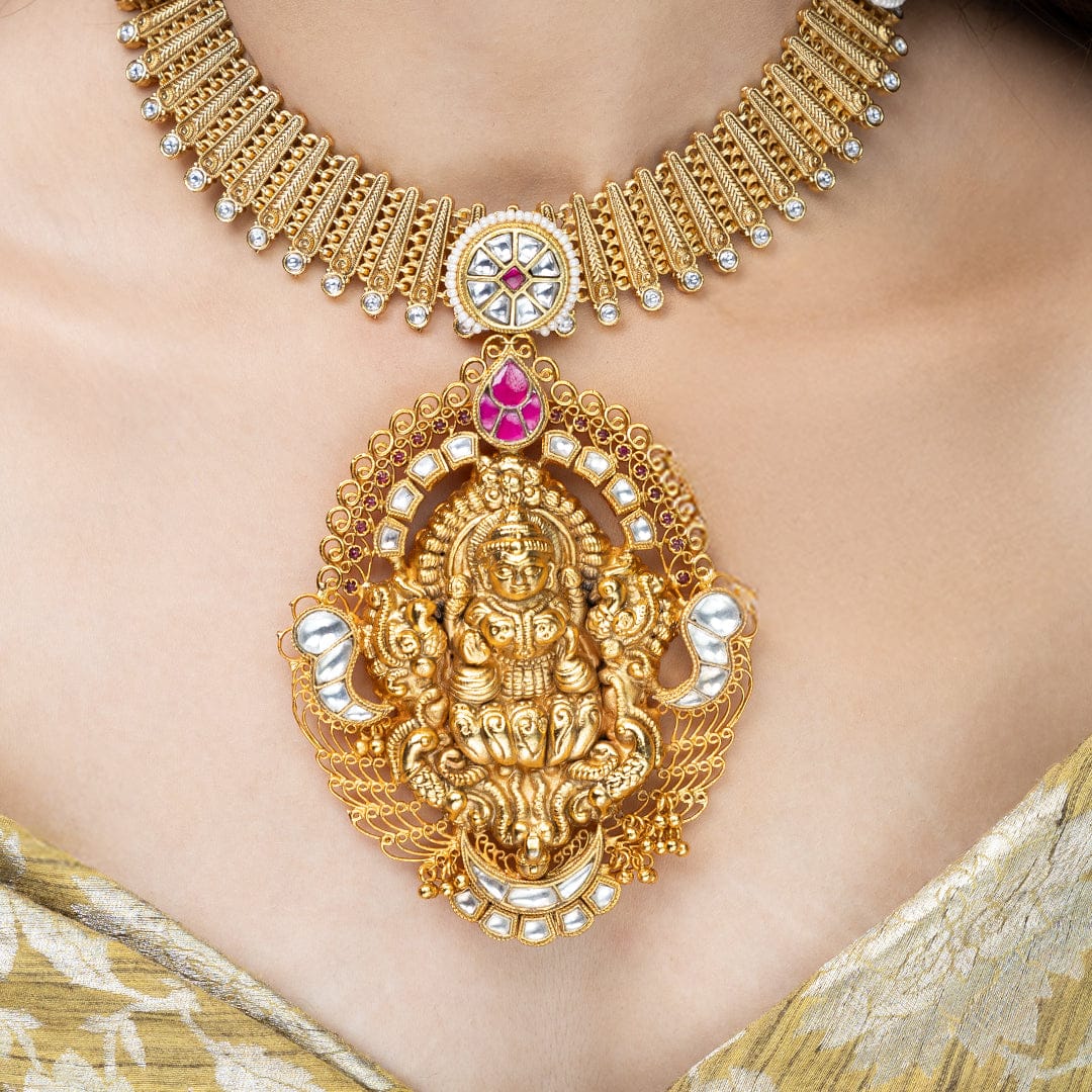 Golden Ganesha Temple Necklace - Image 3