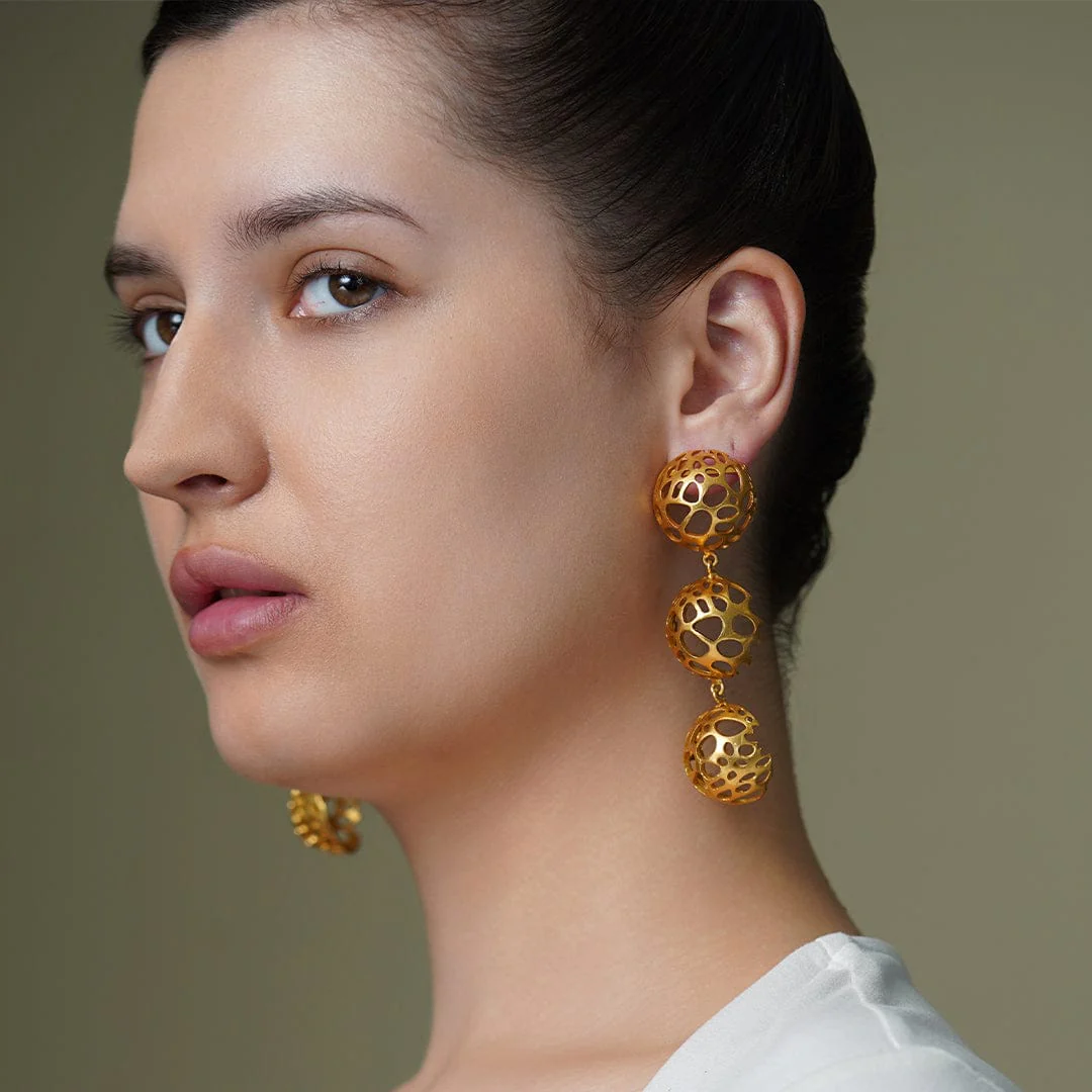 Golden Hive Dangler Earrings - Image 2