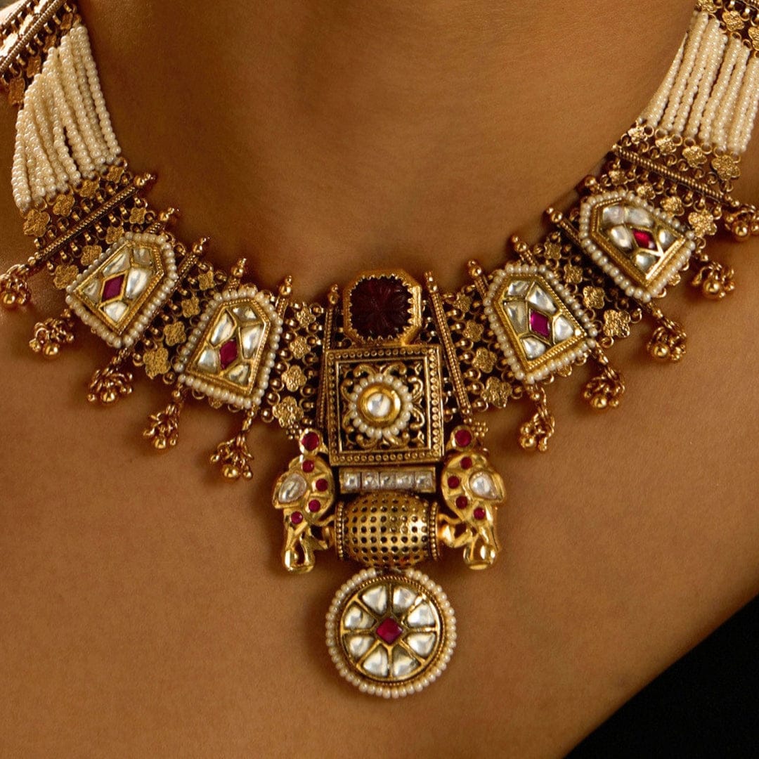 Golden Pearl Fusion Necklace Set - Image 4