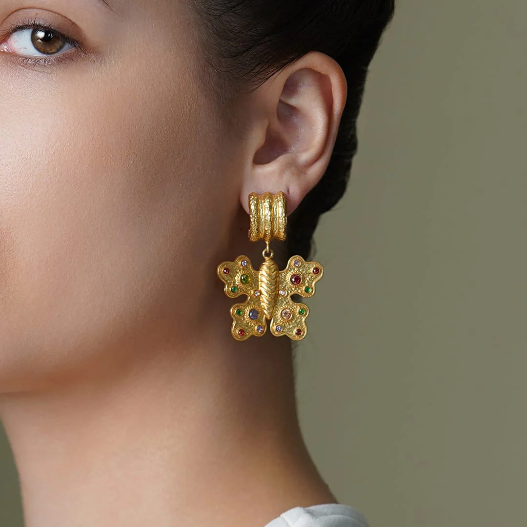 Goldflair Butterfly Drops Earrings