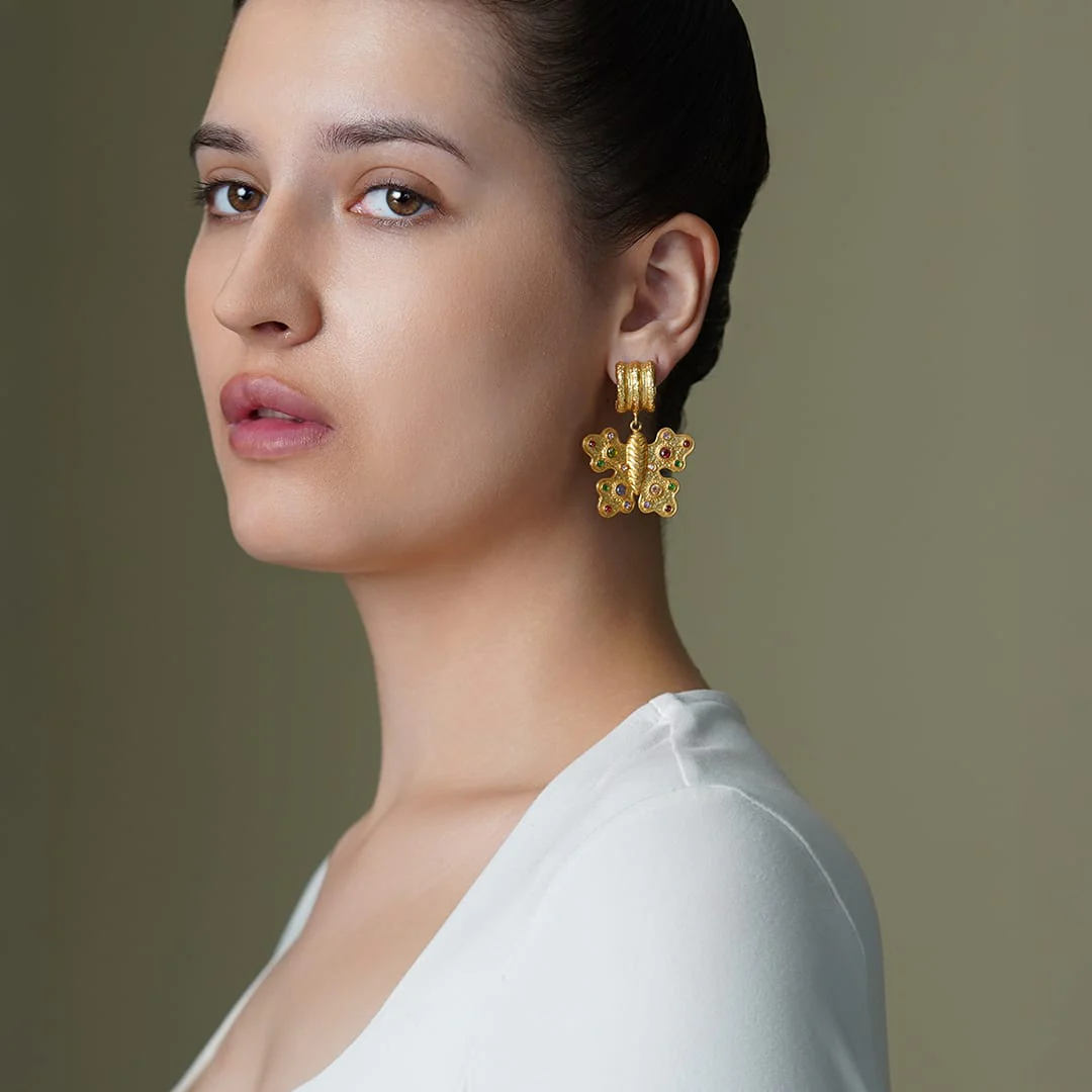 Goldflair Butterfly Drops Earrings - Image 2