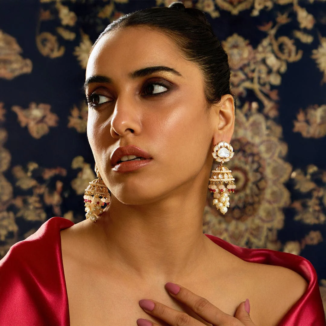 Ivory Blossom Jhumka Earring - Image 3