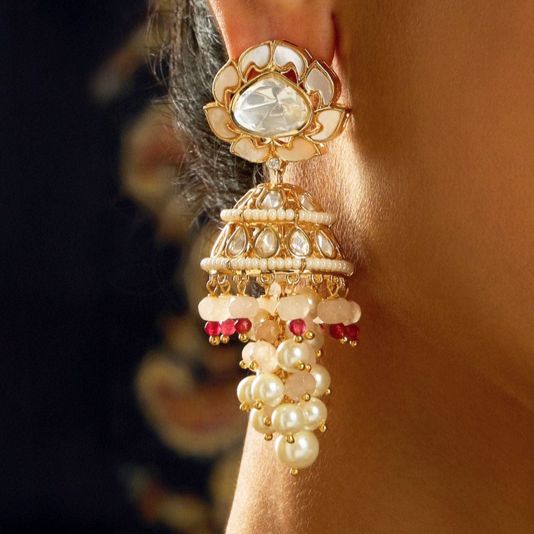 Ivory Blossom Jhumka Earring - Image 4