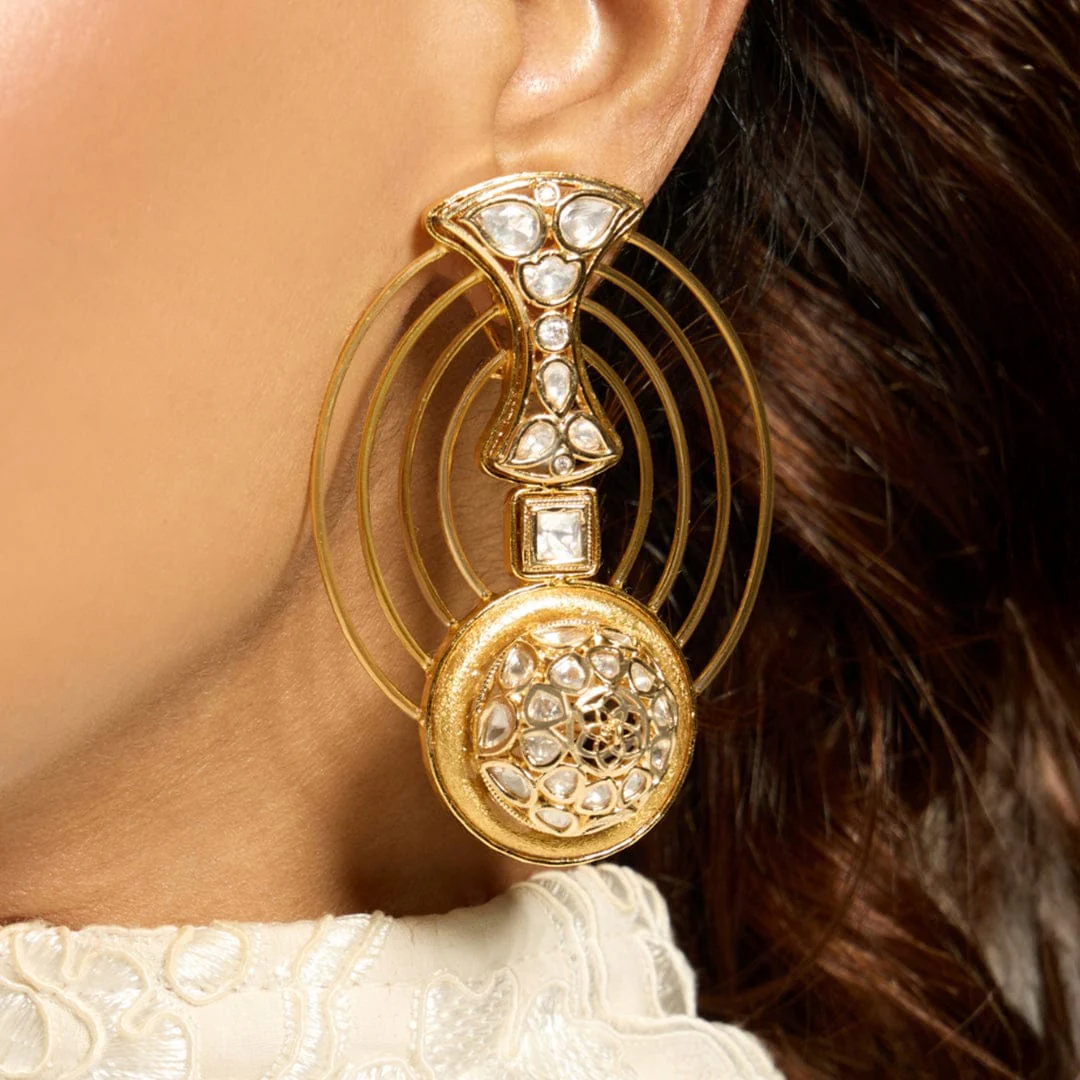 Kundan Elegance Hoops Earring - Image 3
